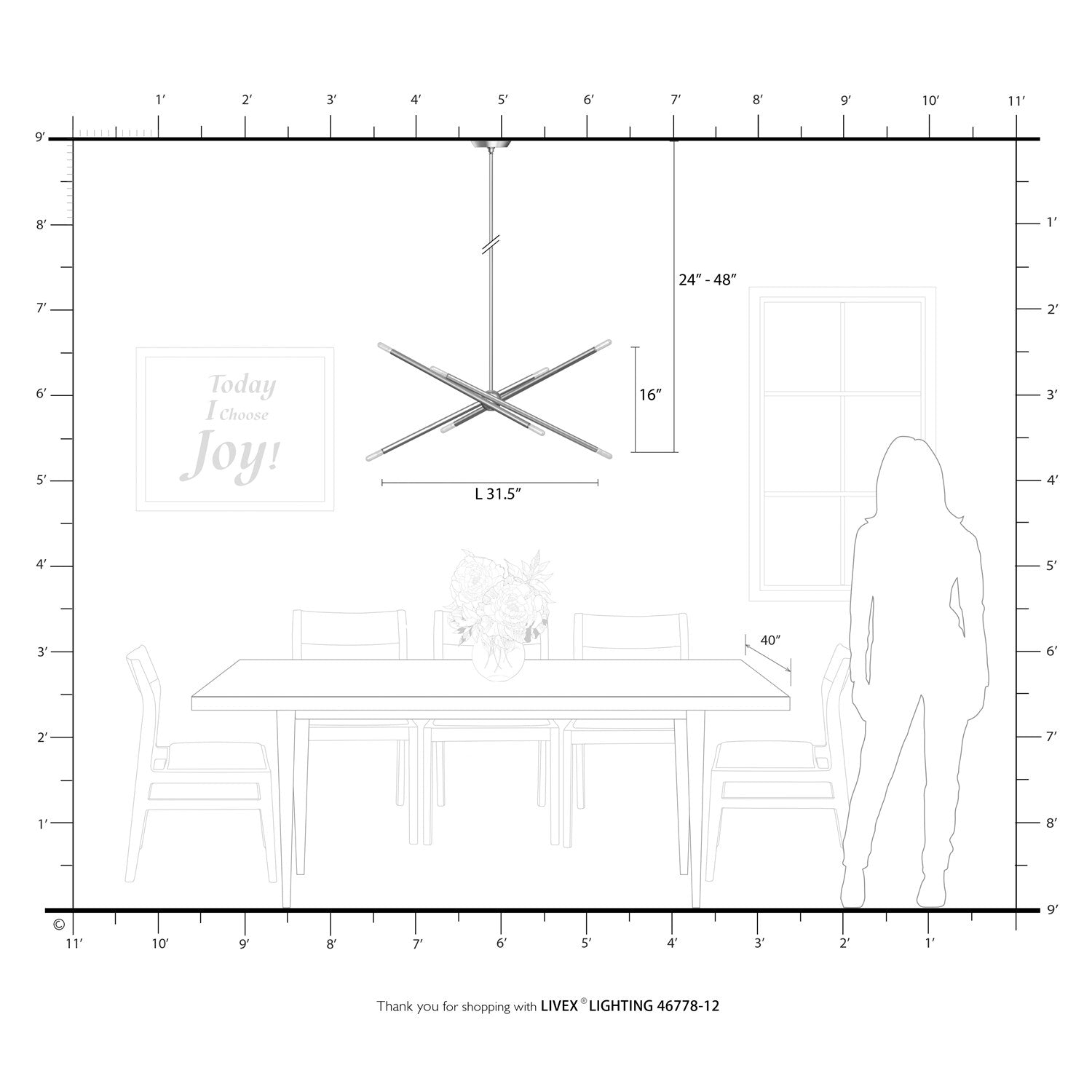 8 Light Satin Brass Linear Chandelier