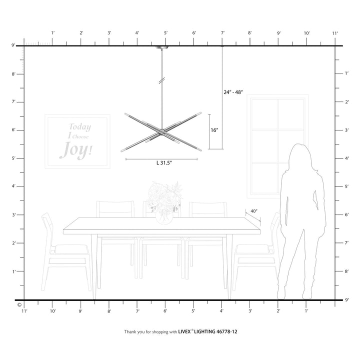 8 Light Satin Brass Linear Chandelier