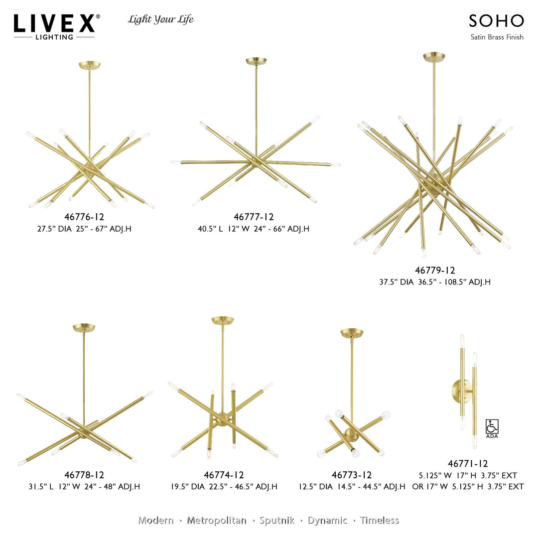 8 Light Satin Brass Linear Chandelier