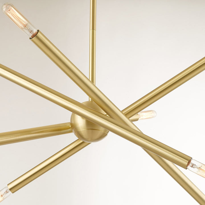8 Light Satin Brass Linear Chandelier