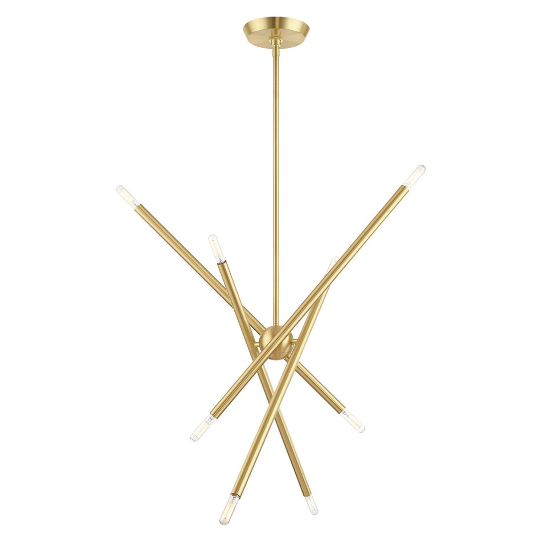 8 Light Satin Brass Linear Chandelier