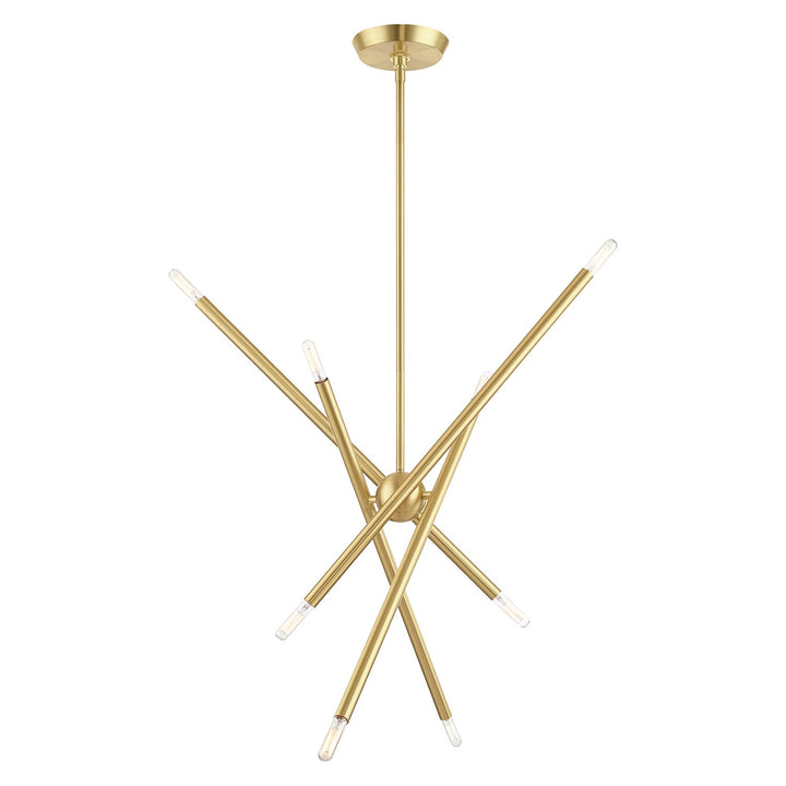 8 Light Satin Brass Linear Chandelier