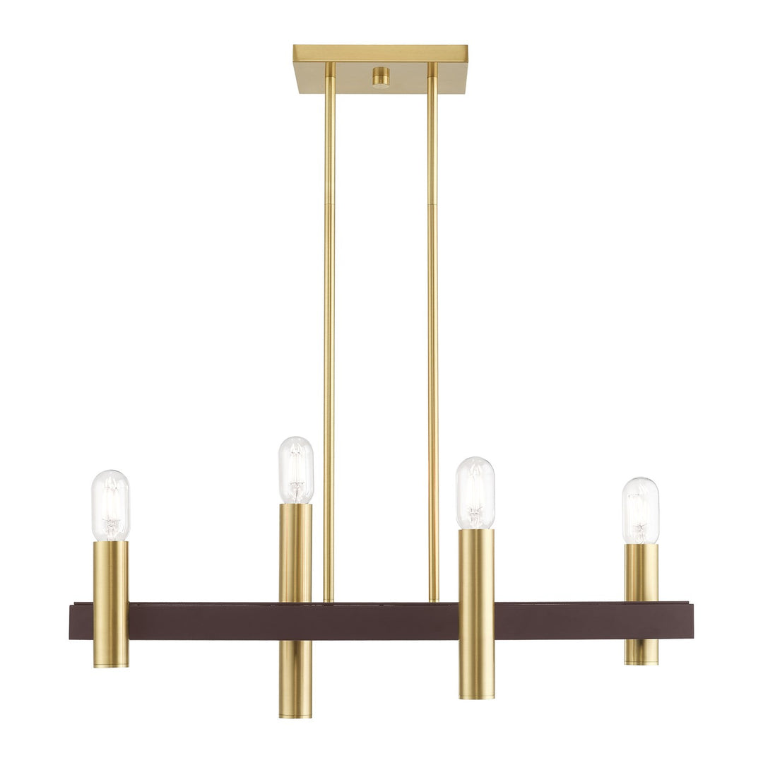 4 Light Satin Brass & Bronze Linear Chandelier by Livex Lighting