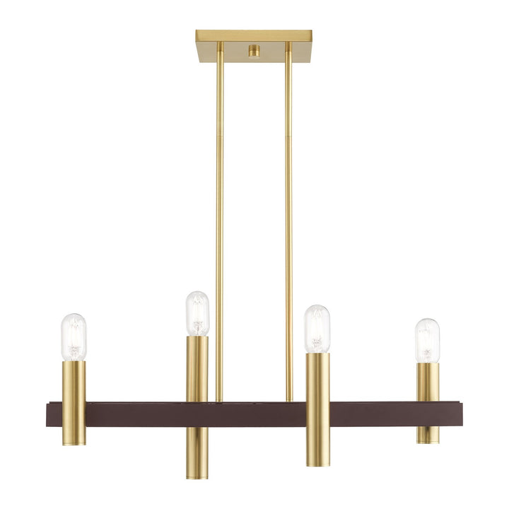 4 Light Satin Brass & Bronze Linear Chandelier by Livex Lighting