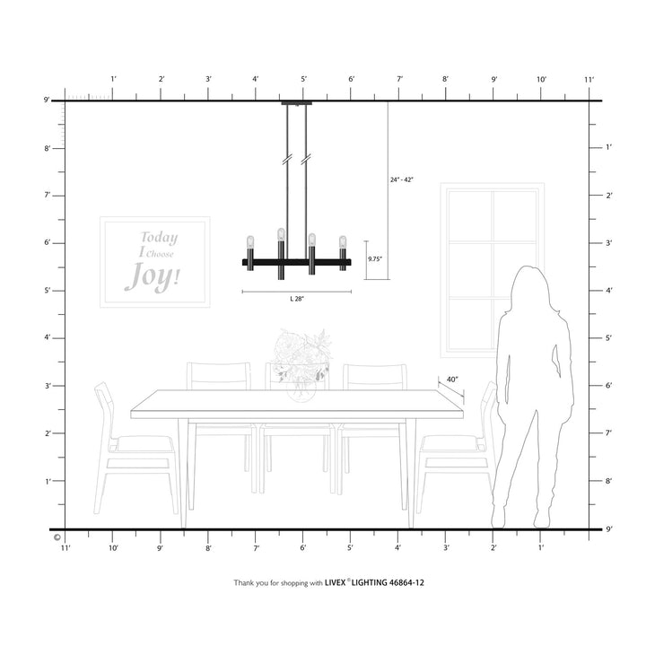 4 Light Satin Brass & Bronze Linear Chandelier