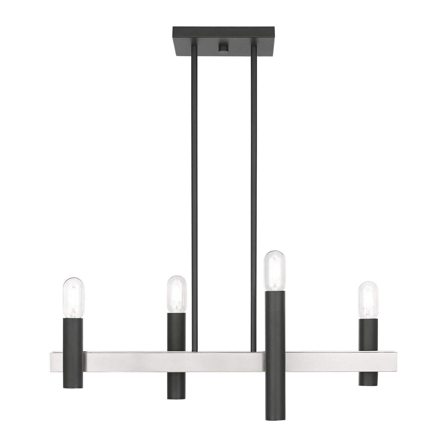 4 Light Scandinavian Gray & Brushed Nickel Linear Chandelier by Livex Lighting
