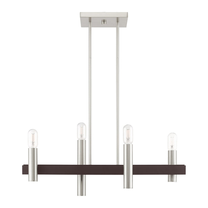 4 Light Brushed Nickel & Bronze Linear Chandelier