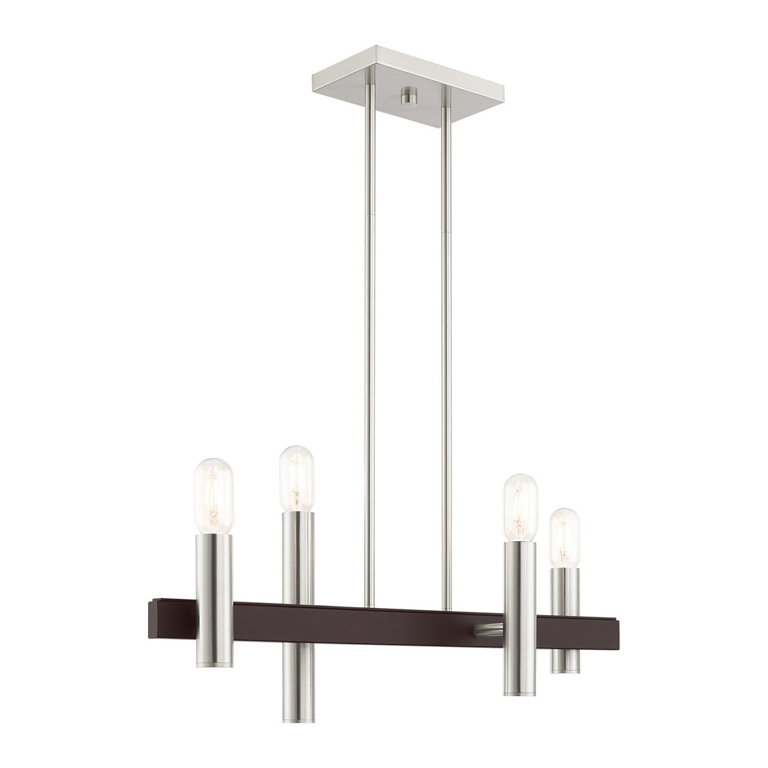 4 Light Brushed Nickel & Bronze Linear Chandelier
