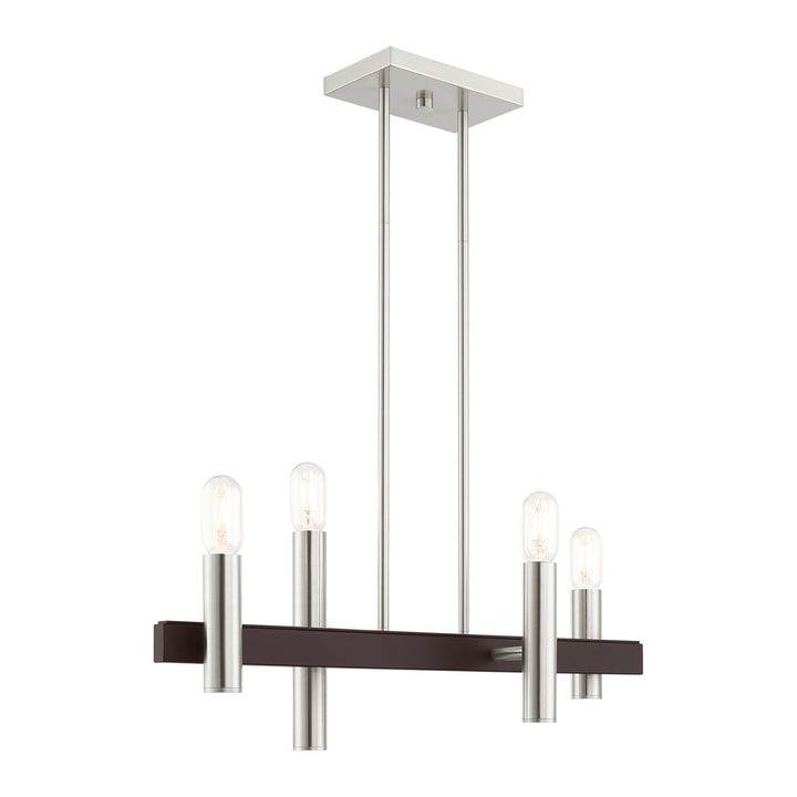4 Light Brushed Nickel & Bronze Linear Chandelier
