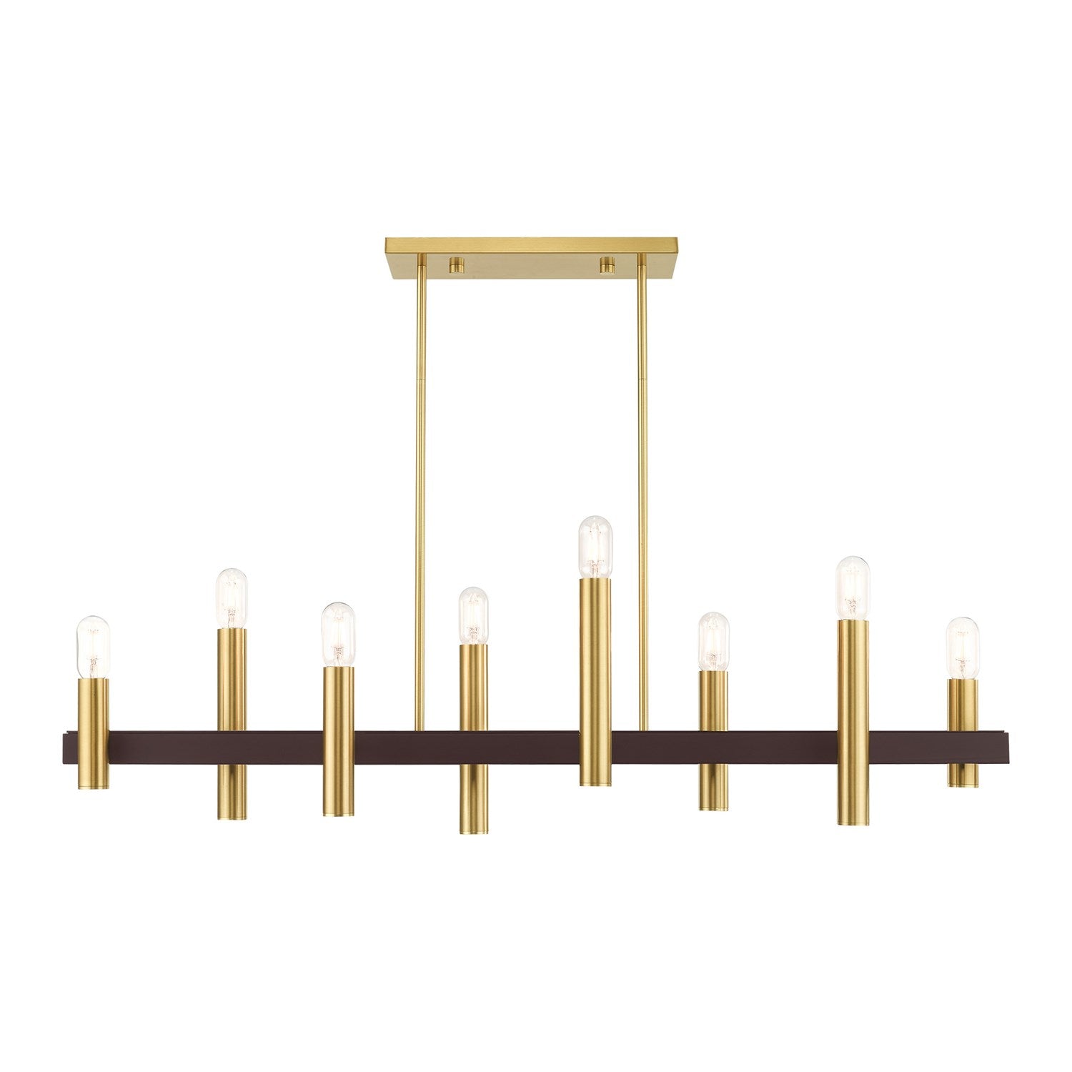 8 Light Satin Brass & Bronze Linear Chandelier by Livex Lighting