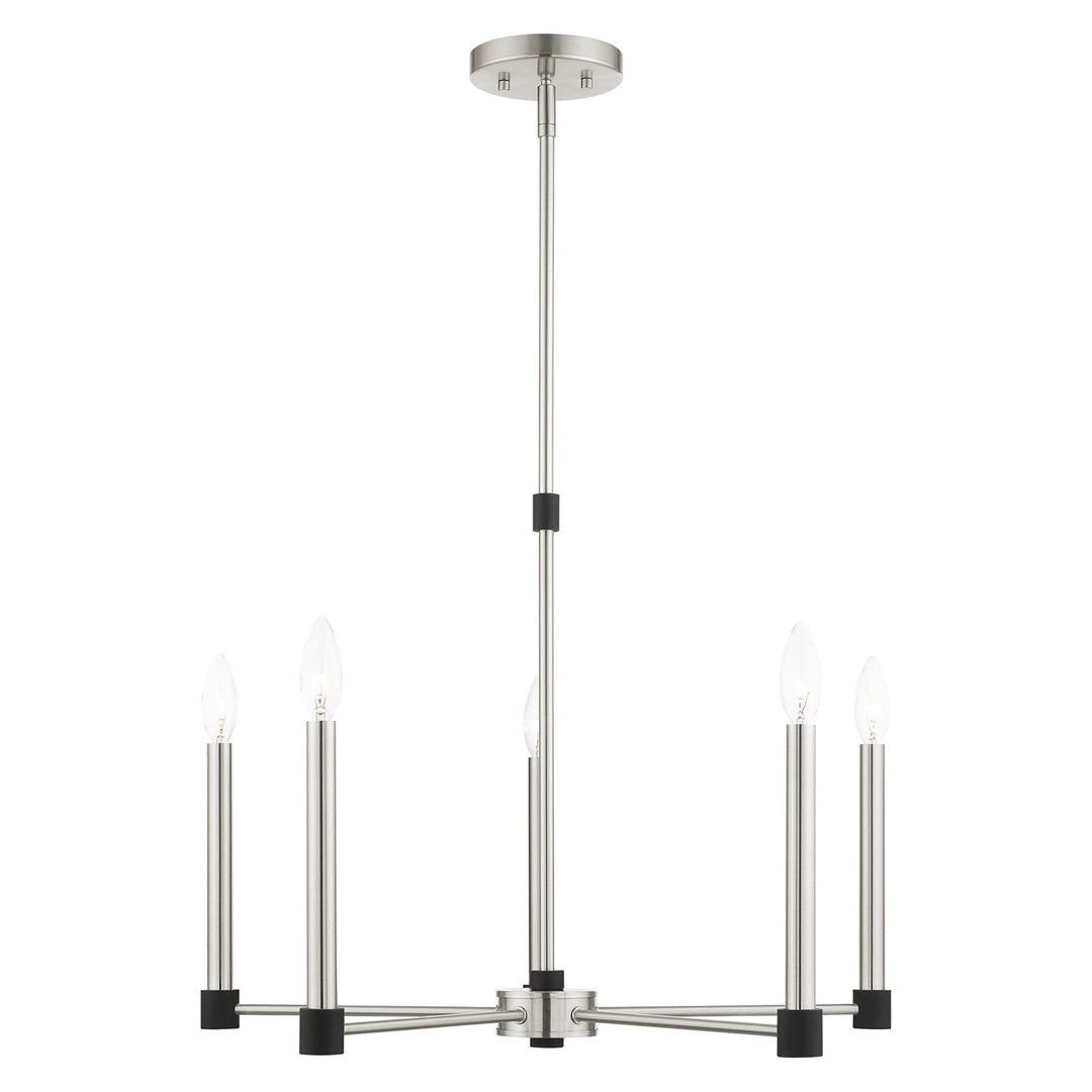 5 Light Brushed Nickel Chandelier by Livex Lighting