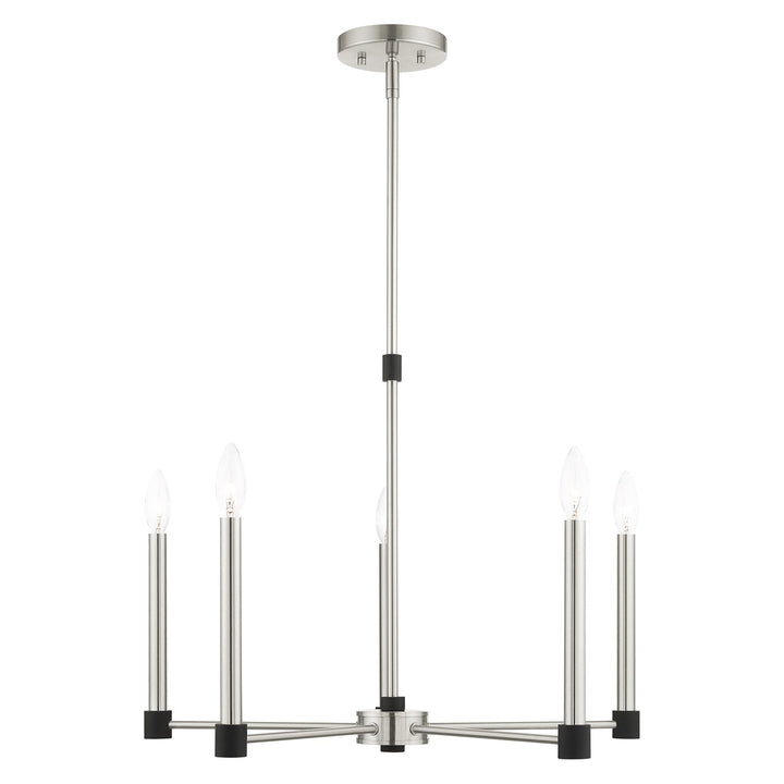 5 Light Brushed Nickel Chandelier by Livex Lighting