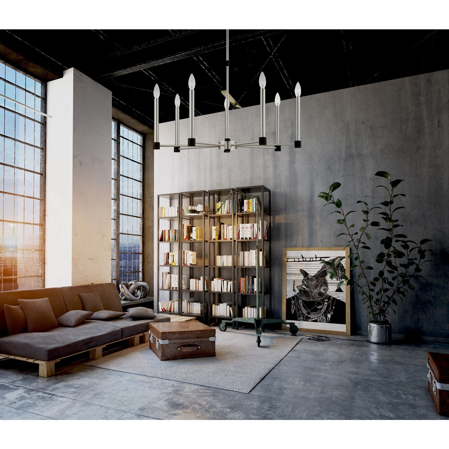 7 Light Brushed Nickel Chandelier by Livex Lighting