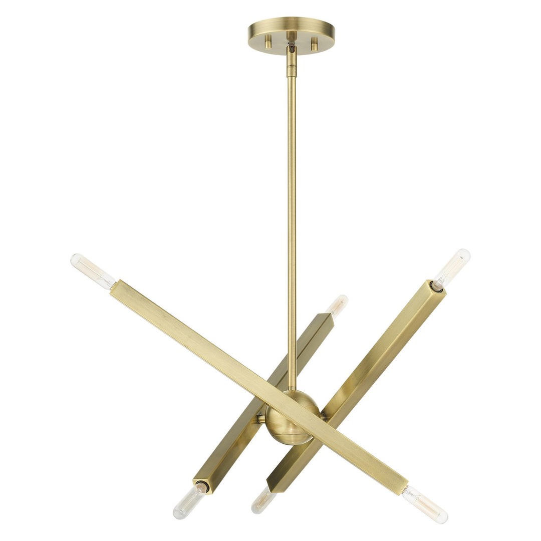 6 Light Antique Brass Chandelier
