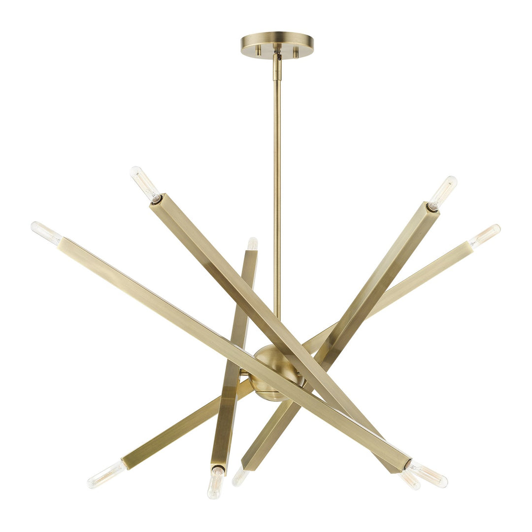 10 Light Antique Brass Chandelier