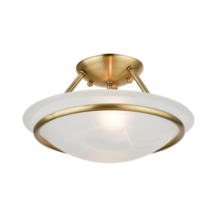 2 Light Antique Brass Semi-Flush