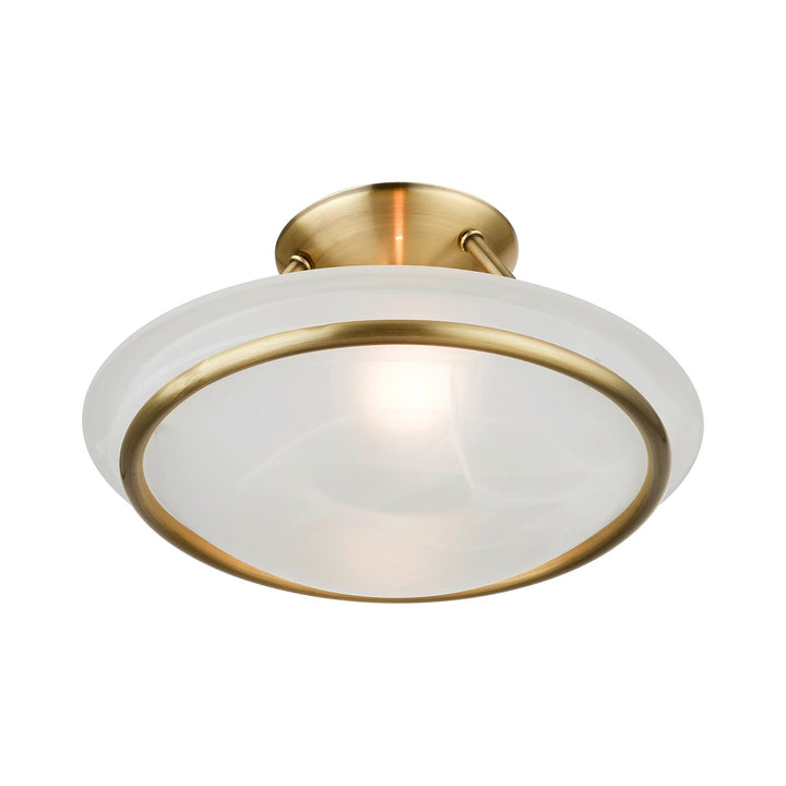 2 Light Antique Brass Semi-Flush