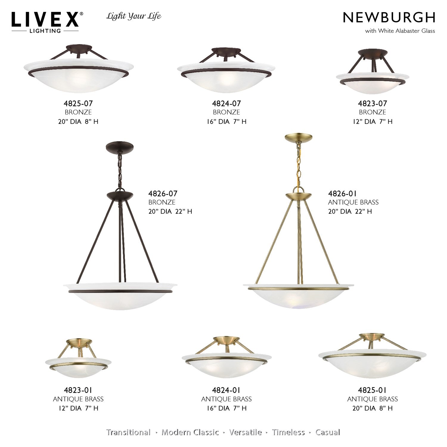 3 Light Antique Brass Semi-Flush