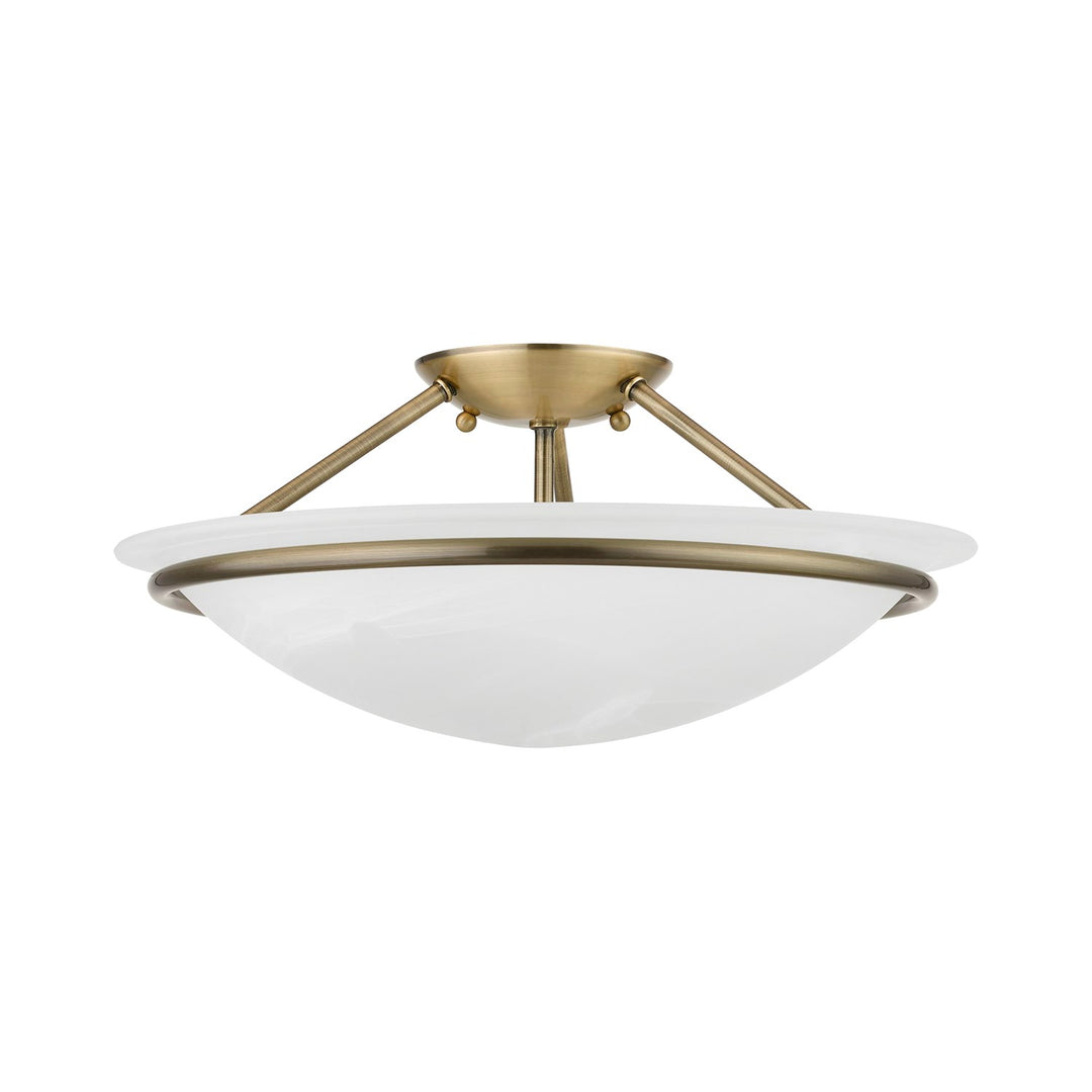 3 Light Antique Brass Semi-Flush