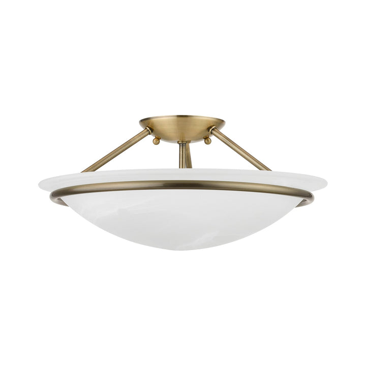 3 Light Antique Brass Semi-Flush