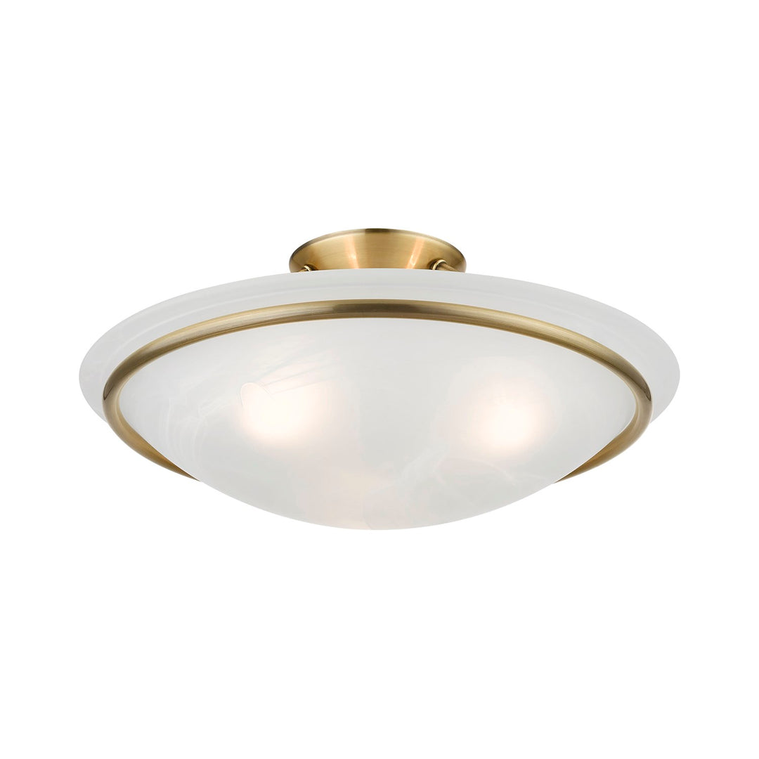 3 Light Antique Brass Semi-Flush