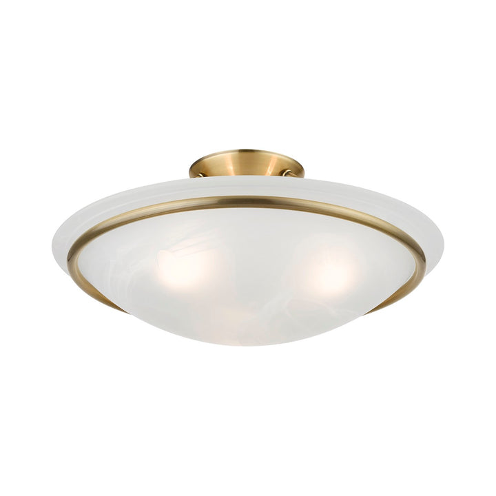 3 Light Antique Brass Semi-Flush