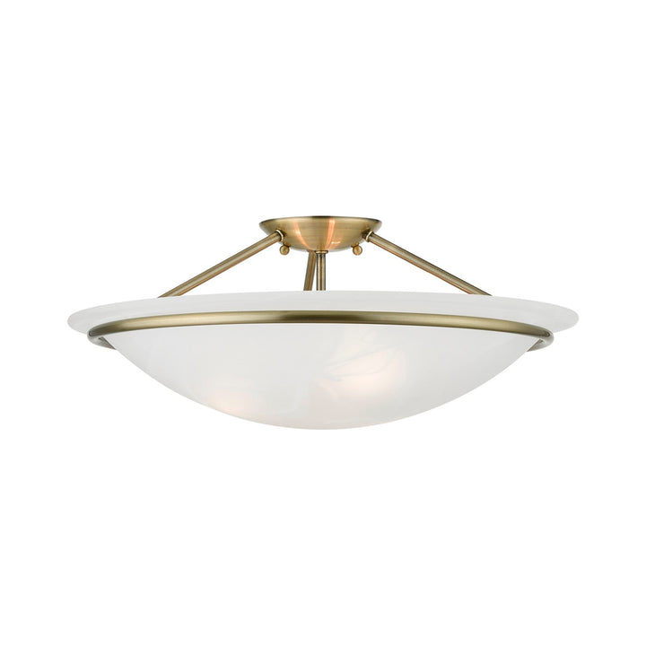 3 Light Antique Brass Large Semi-Flush by Livex Lighting