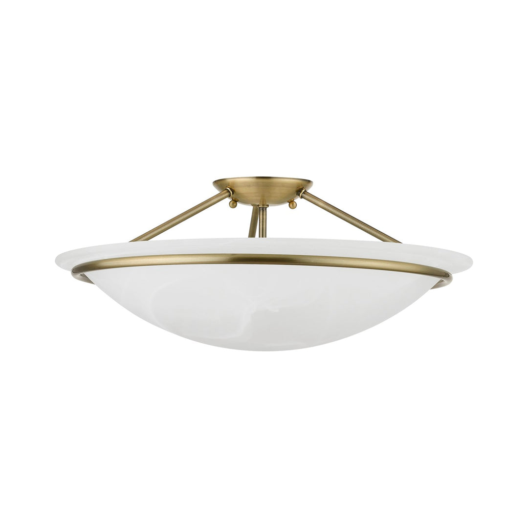 3 Light Antique Brass Large Semi-Flush