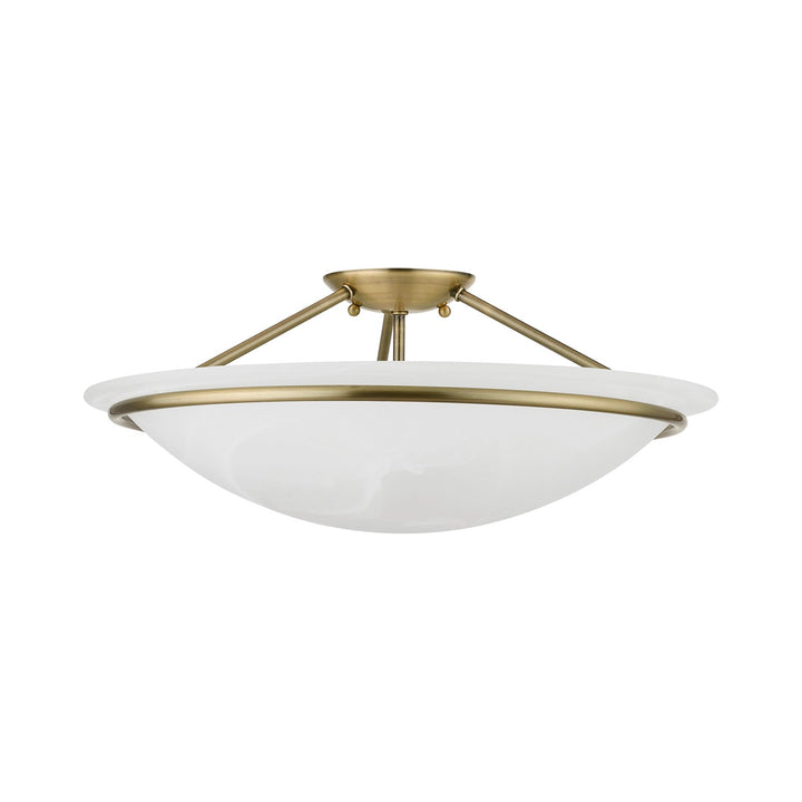 3 Light Antique Brass Large Semi-Flush