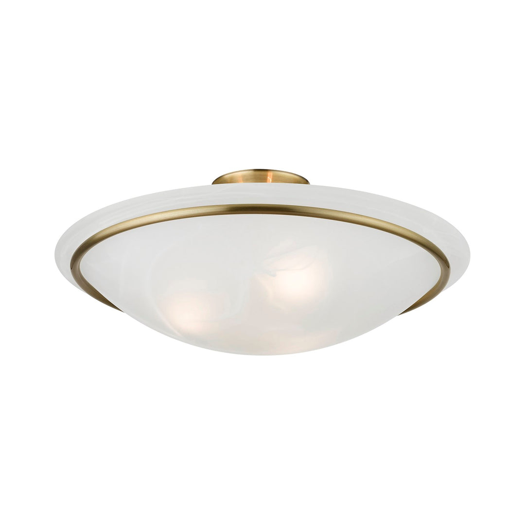 3 Light Antique Brass Large Semi-Flush