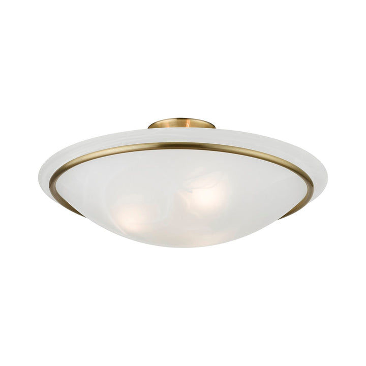 3 Light Antique Brass Large Semi-Flush