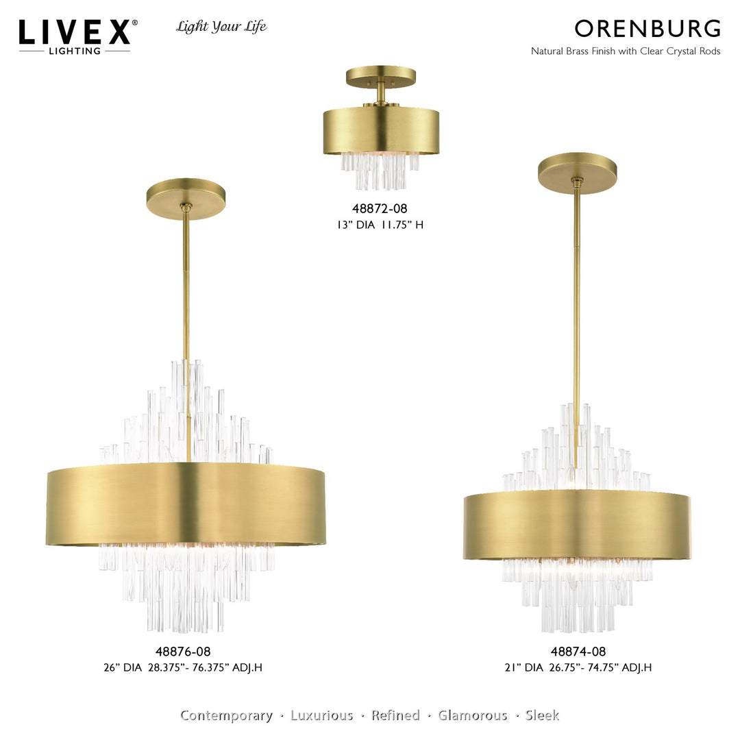 3 Light Natural Brass Ceiling Mount