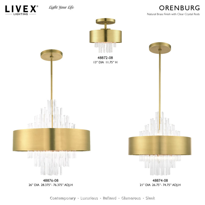 3 Light Natural Brass Ceiling Mount