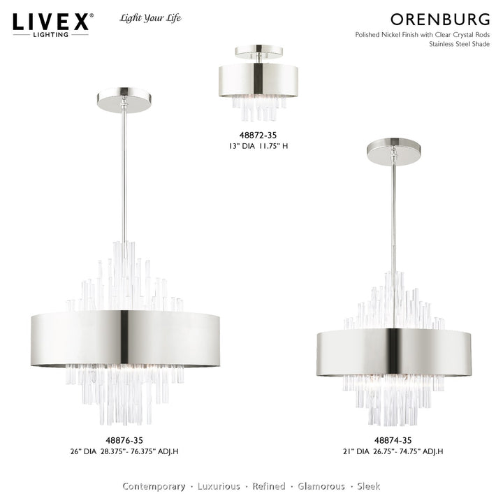 3 Light Polished Nickel Ceiling Mount