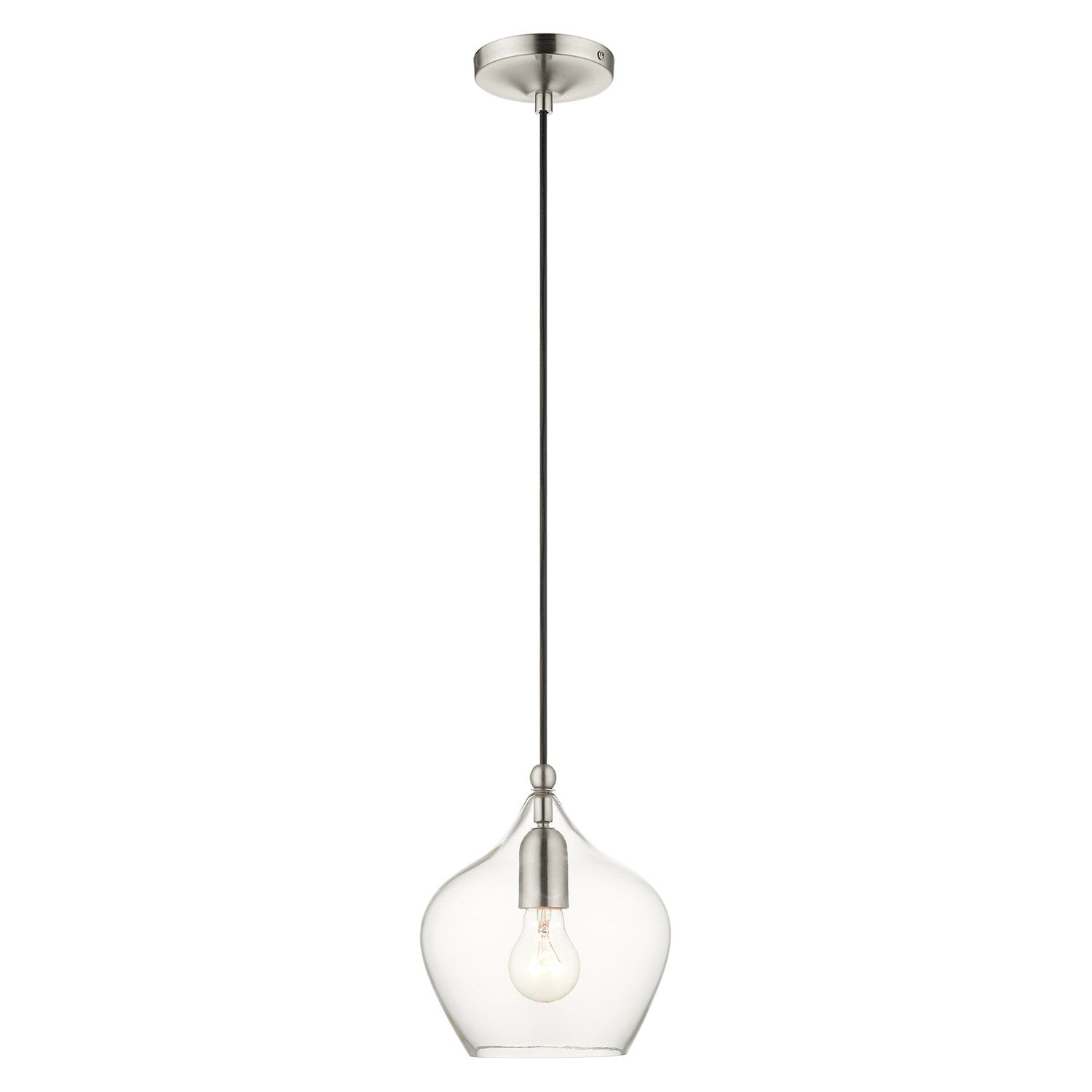 1 Light Brushed Nickel Single Pendant by Livex Lighting