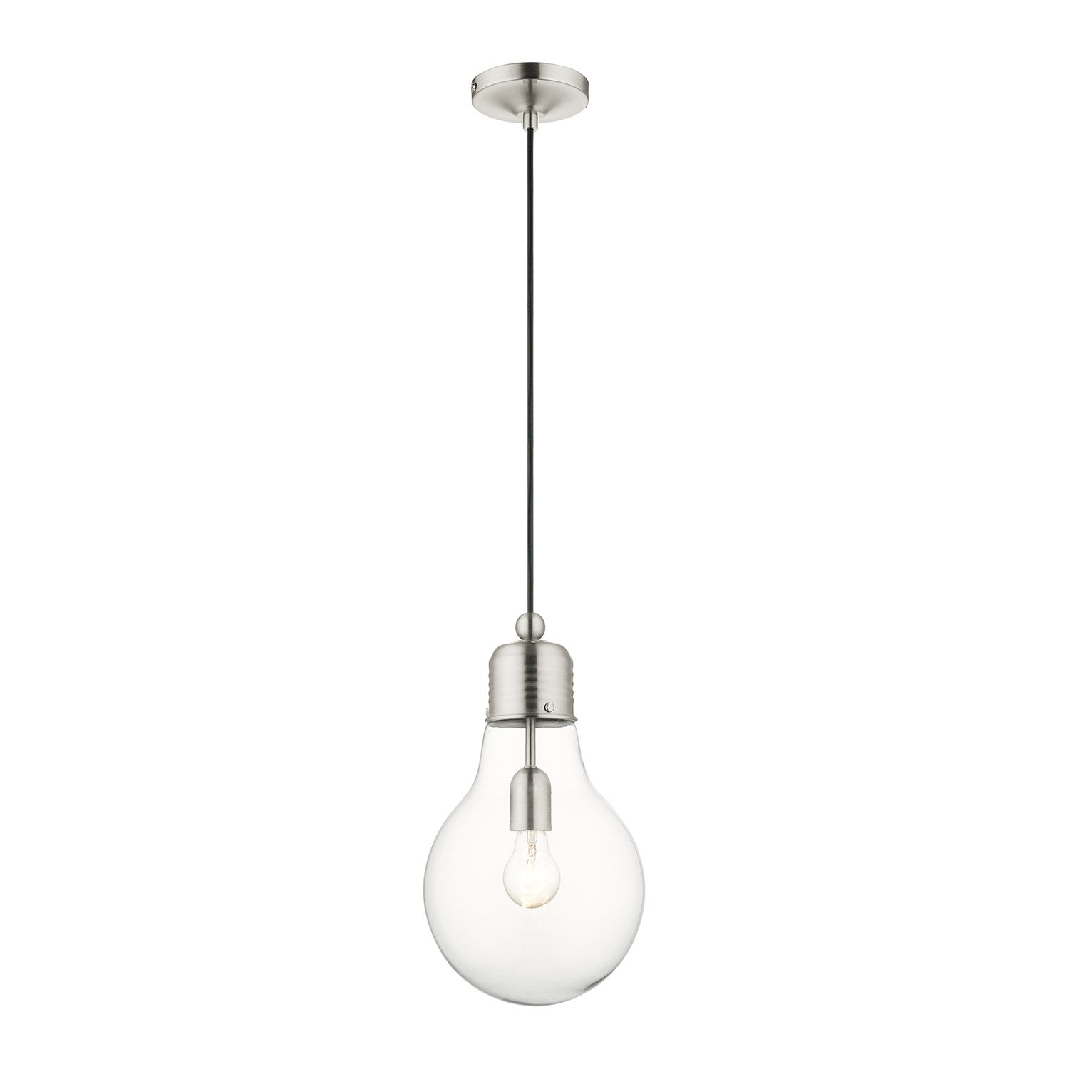 1 Light Brushed Nickel Single Pendant by Livex Lighting