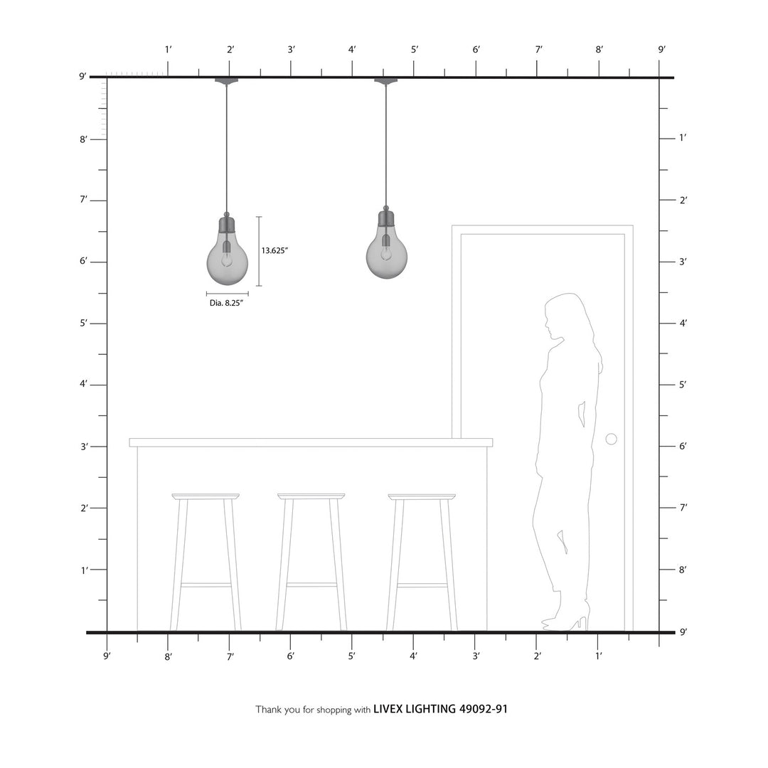 1 Light Brushed Nickel Single Pendant