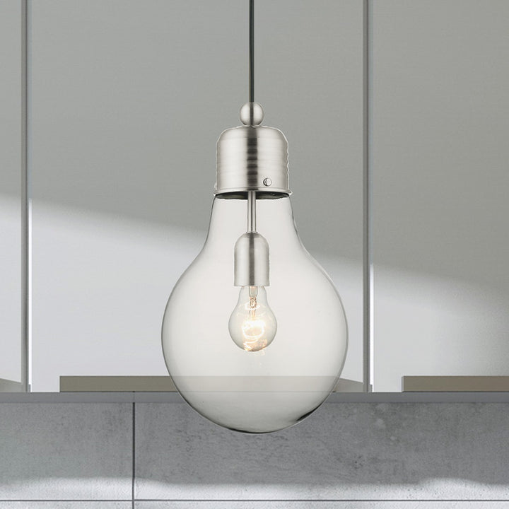 1 Light Brushed Nickel Single Pendant