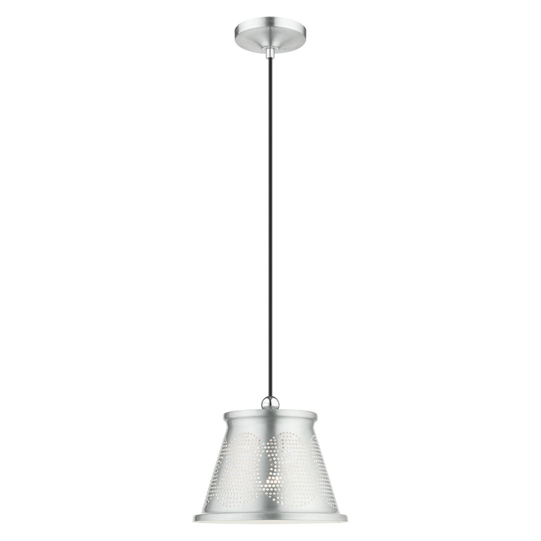 1 Light Brushed Aluminum Single Pendant by Livex Lighting