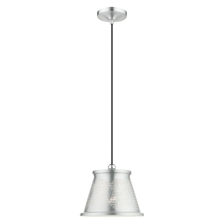 1 Light Brushed Aluminum Single Pendant by Livex Lighting