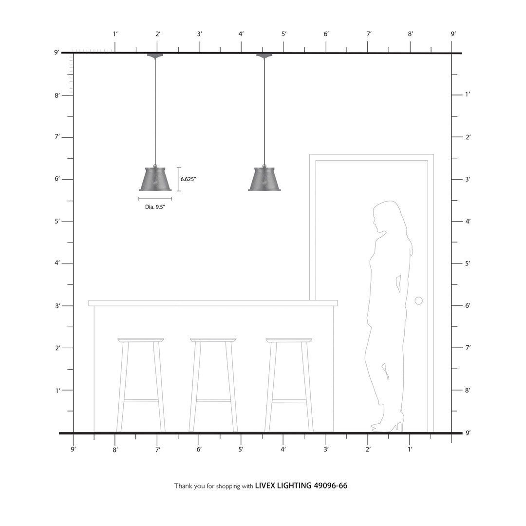 1 Light Brushed Aluminum Single Pendant