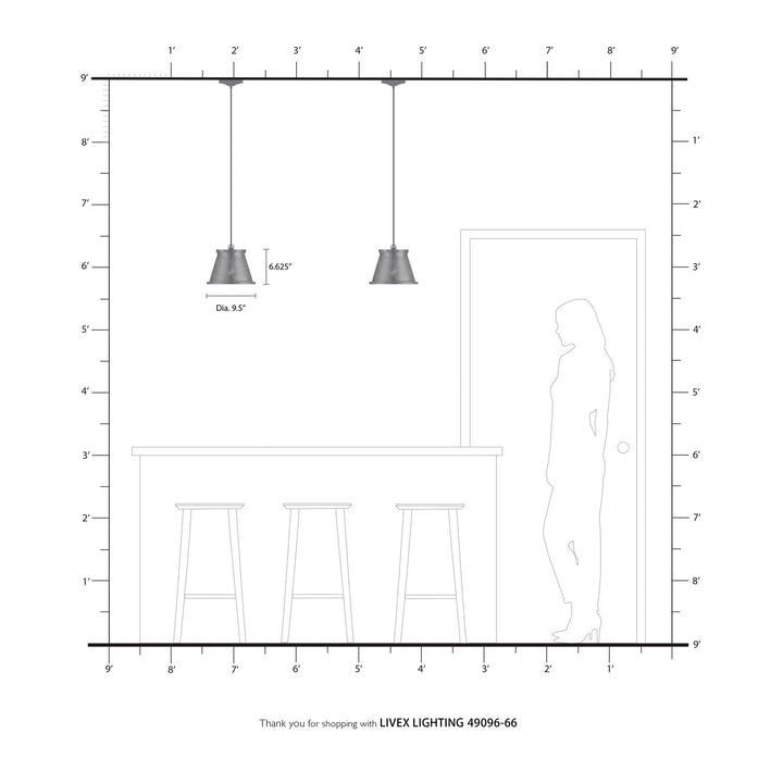 1 Light Brushed Aluminum Single Pendant