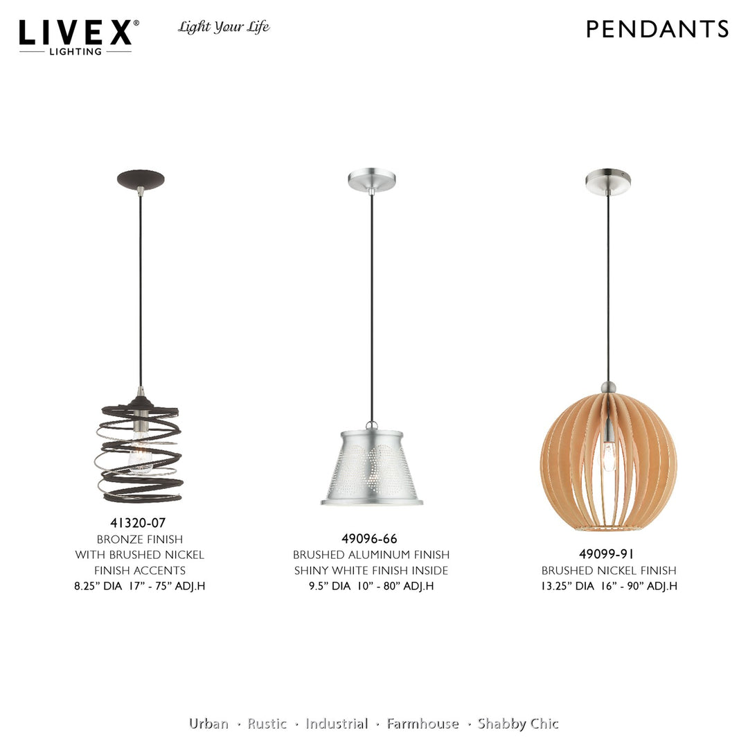 1 Light Brushed Aluminum Single Pendant