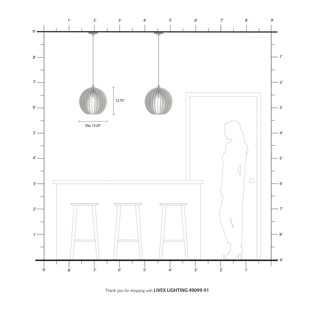 1 Light Brushed Nickel Single Pendant