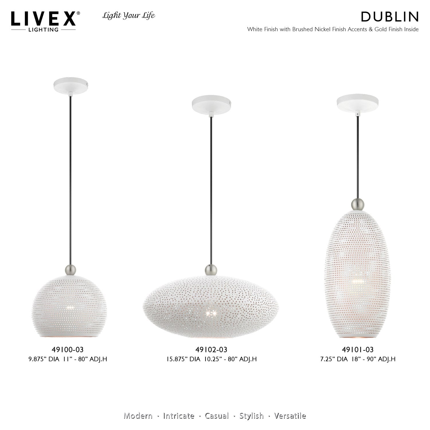 1 Light White Pendant