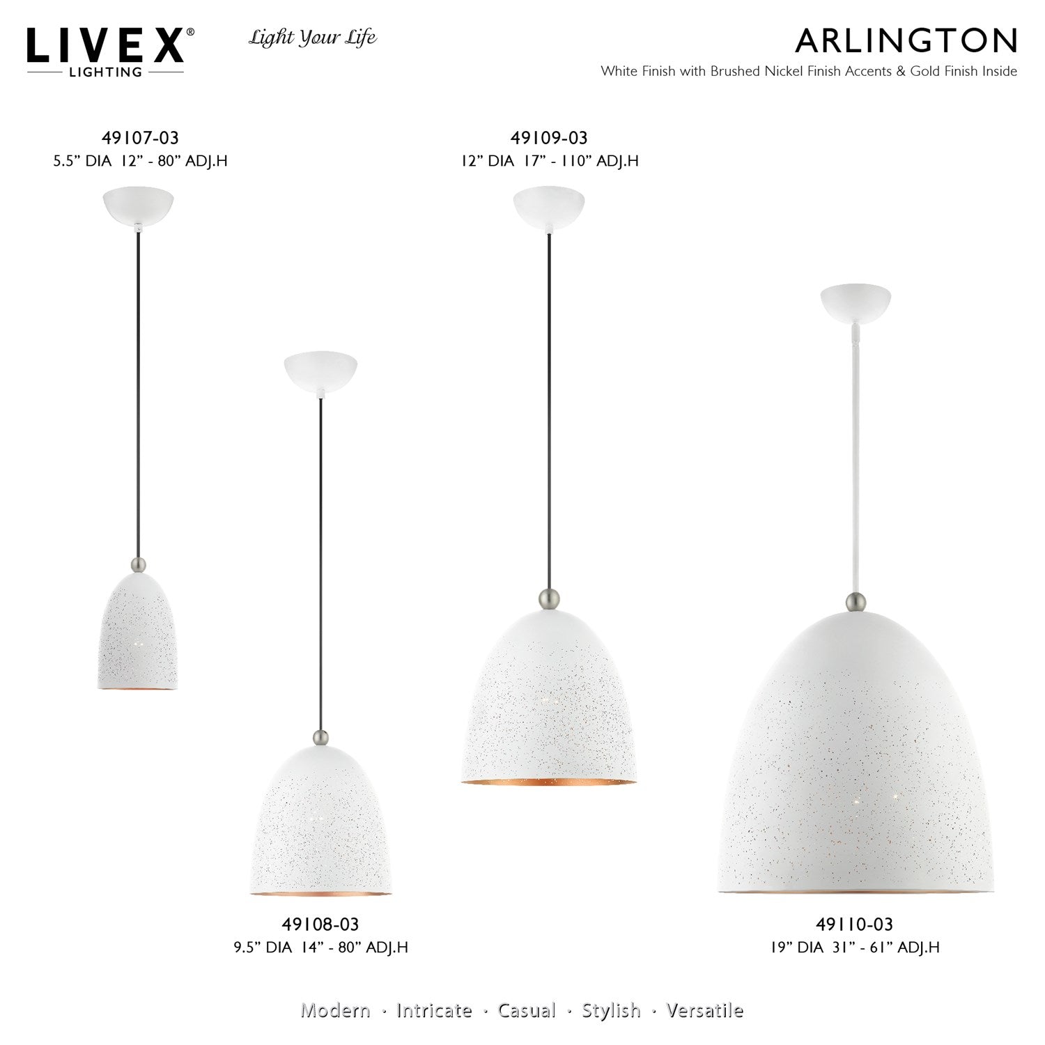 1 Light White Pendant