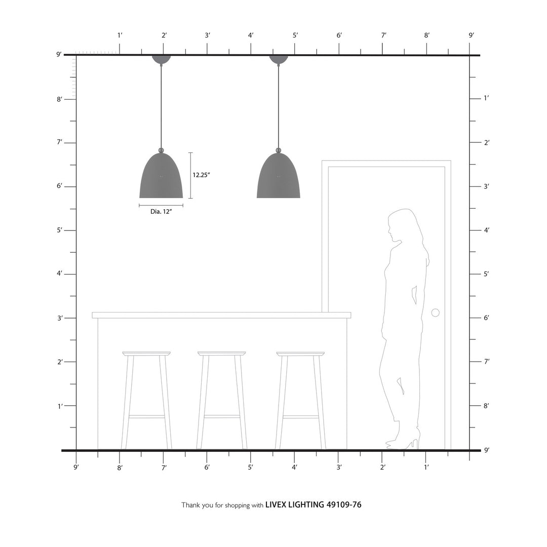 1 Light Scandinavian Gray Pendant