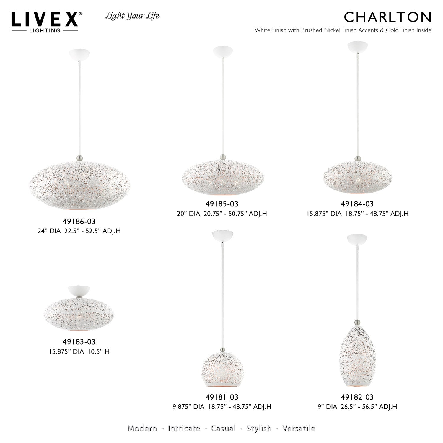 1 Light White Pendant