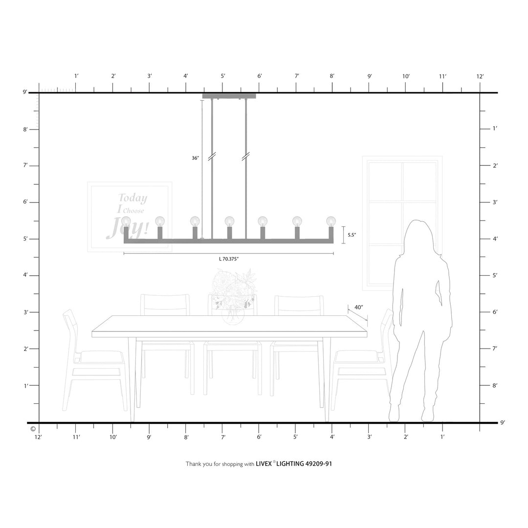 7 Light Brushed Nickel Linear Chandelier