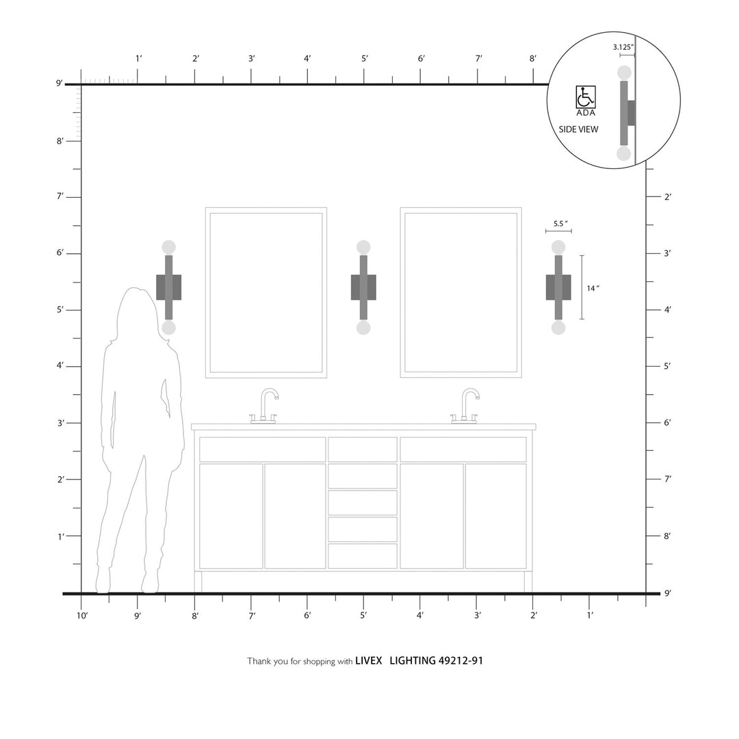 2 Light Brushed Nickel Ada Wall Sconce